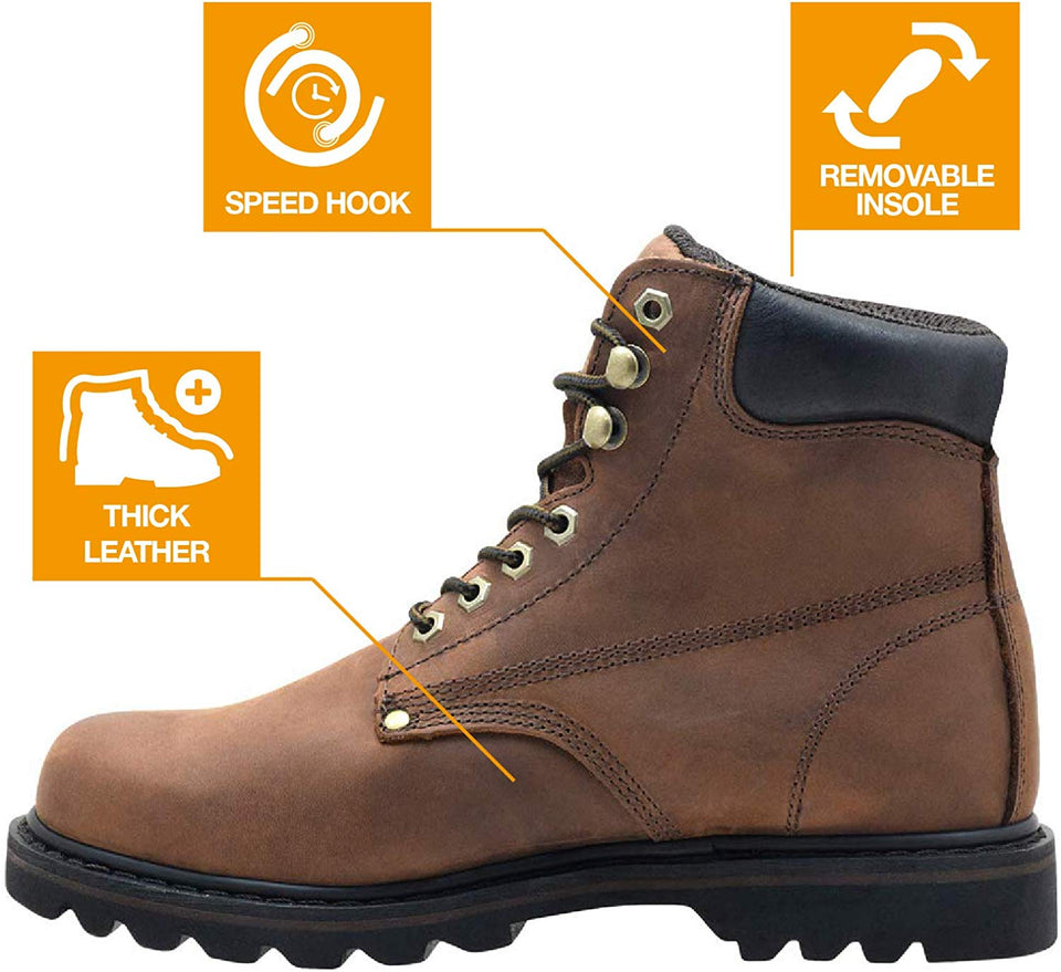 EVER BOOTS "Tank" botas de trabajo aisladas, de cuero graso, con punta suave, con suela de goma, para hombre.